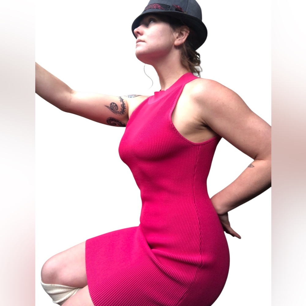 Babaton bodycon Fusia Sculpt Knit Dress large pink - Picture 2 of 11